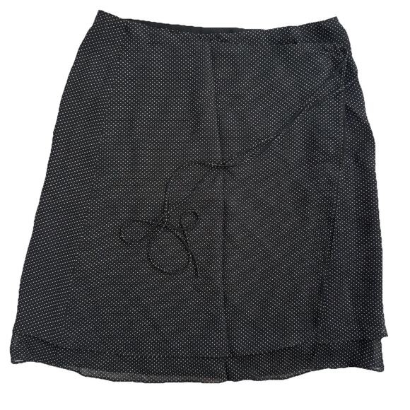 Vintage Ralph Lauren Polka Dot Wrap Mini Skirt Size 4 Black 90s Y2K Preppy - Picture 2 of 6